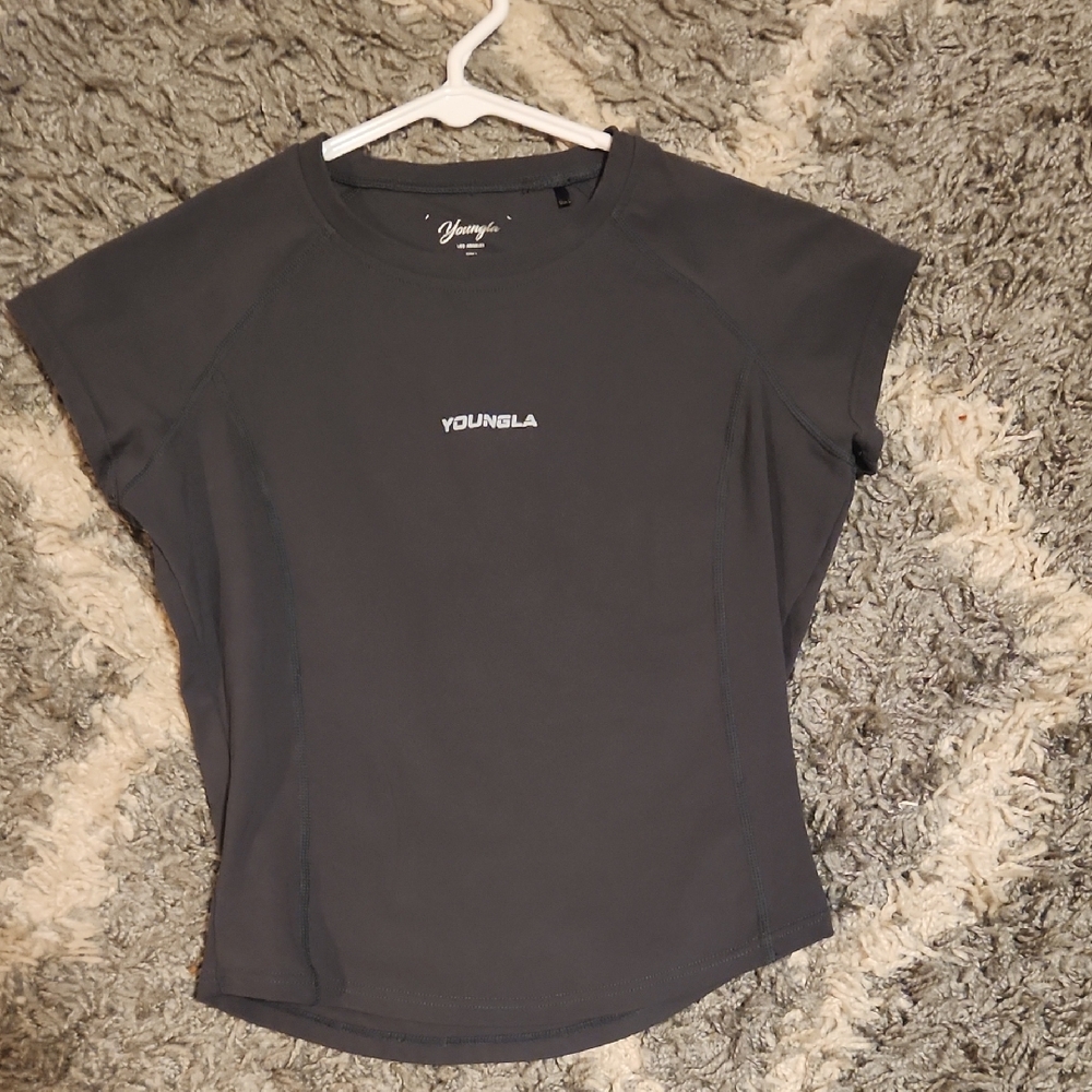 YoungLA Gray Fitted T-Shirt Short Sleeve